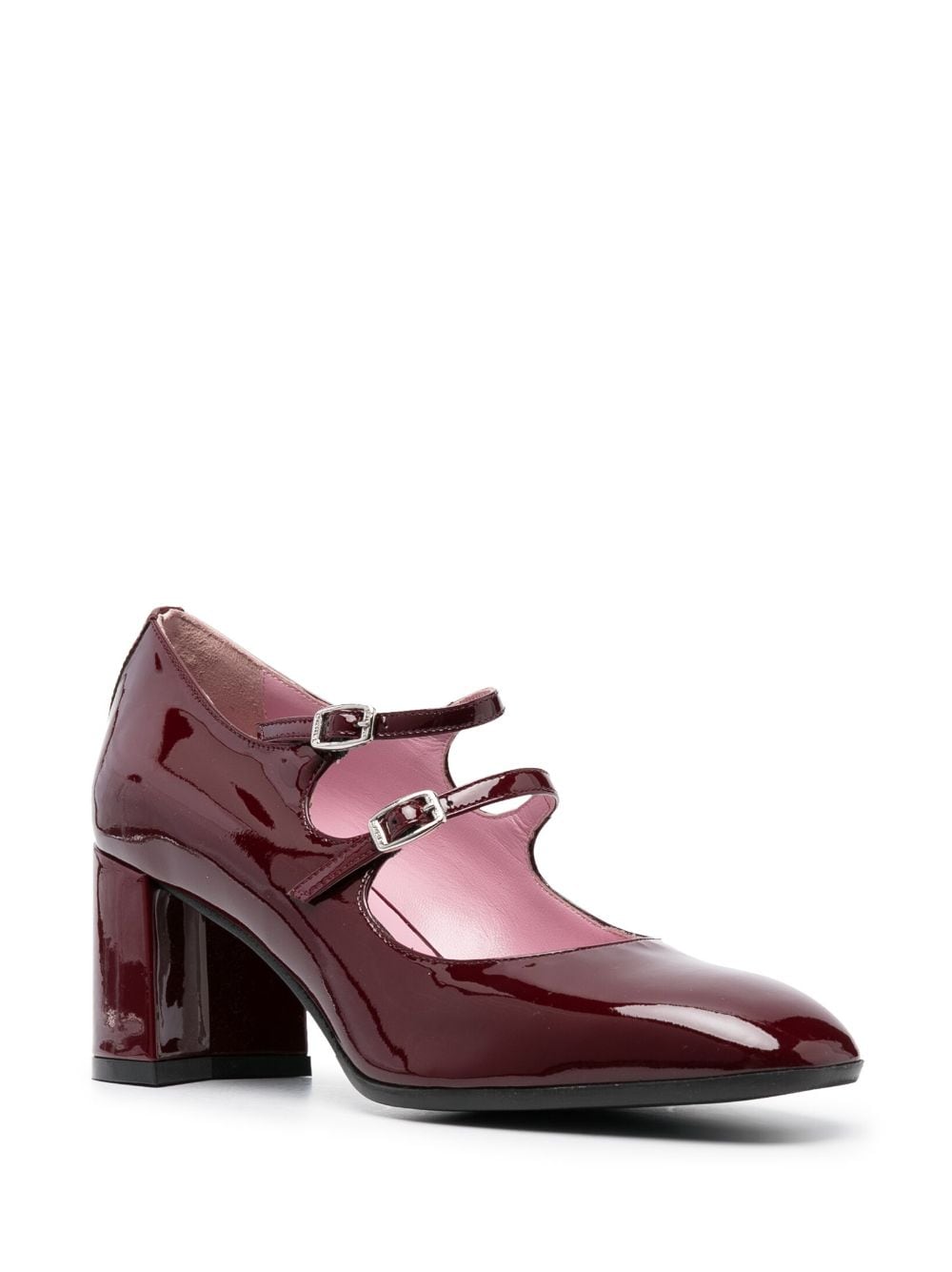 Carel Paris Alice Patent-Leather Block Heel Pumps Bordeaux
