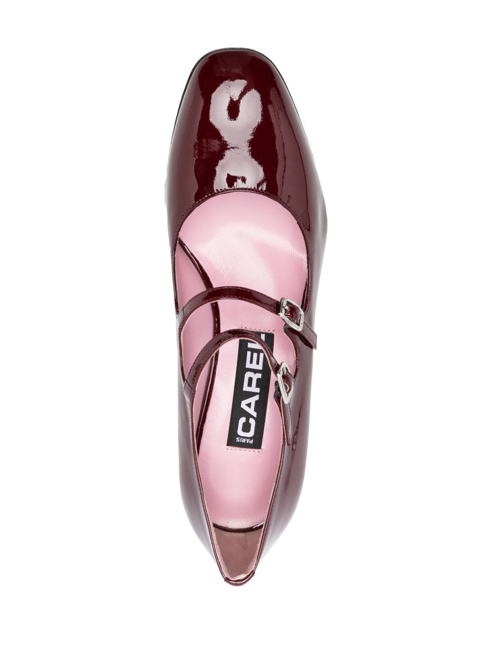 Carel Paris Alice Patent-Leather Block Heel Pumps Bordeaux