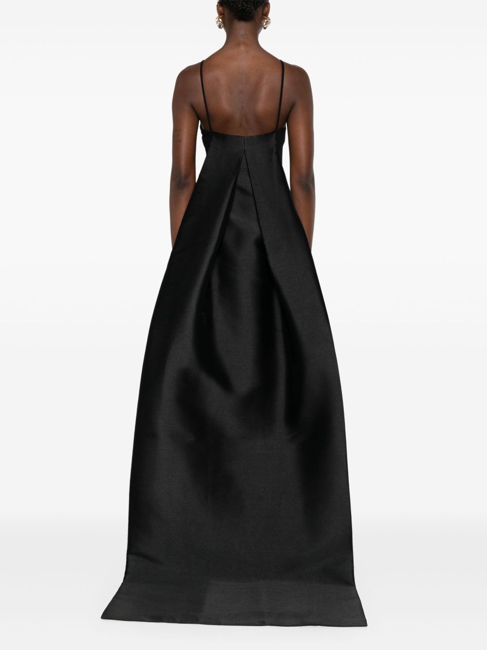 Solace London Ulla Strapless Veil Detail Maxi Dress Black