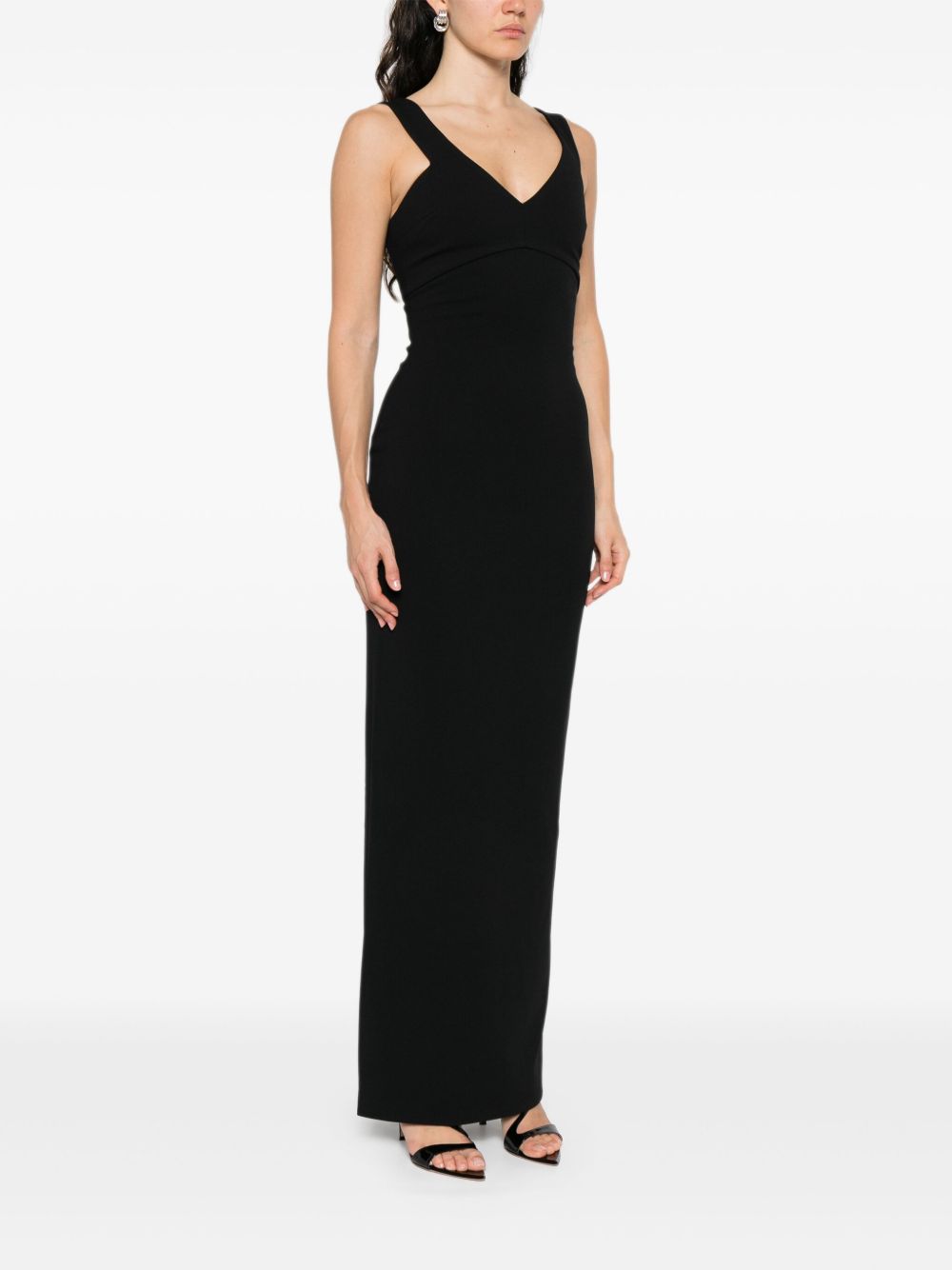 Solace London Nalani Sleeveless V-Neck Maxi Dress Black black