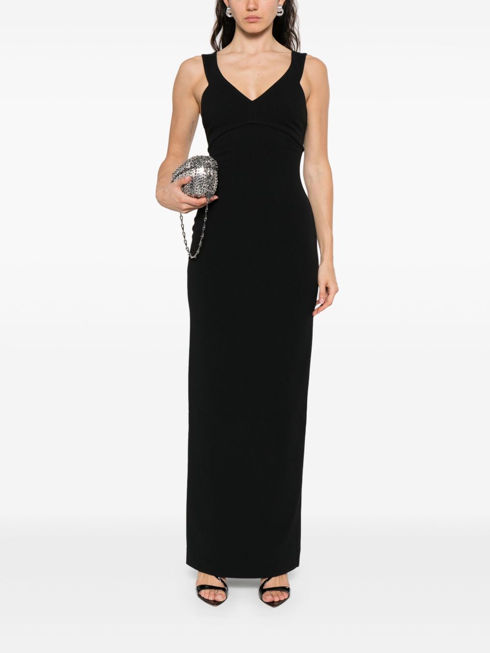 Solace London Nalani Sleeveless V-Neck Maxi Dress Black black