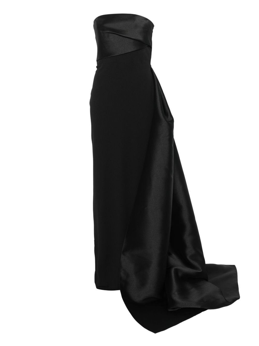 Solace London Off-Shoulder Asymmetric Draped Maxi Dress Black