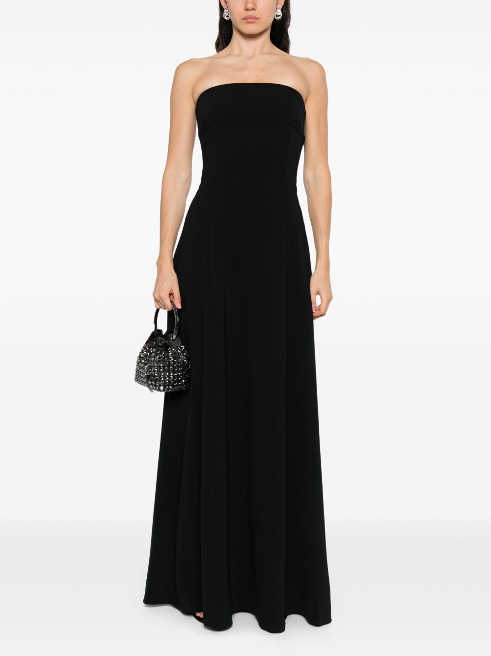 Solace London Helena Off-Shoulder Flared-Hem Maxi Dress Black