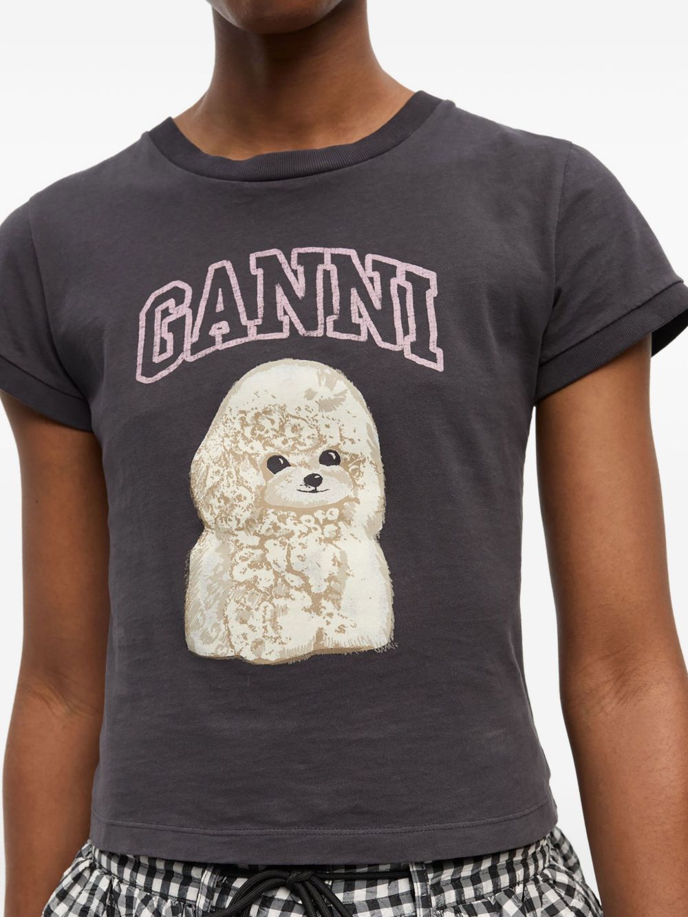 GANNI Poodle Organic Cotton T-shirts Grey