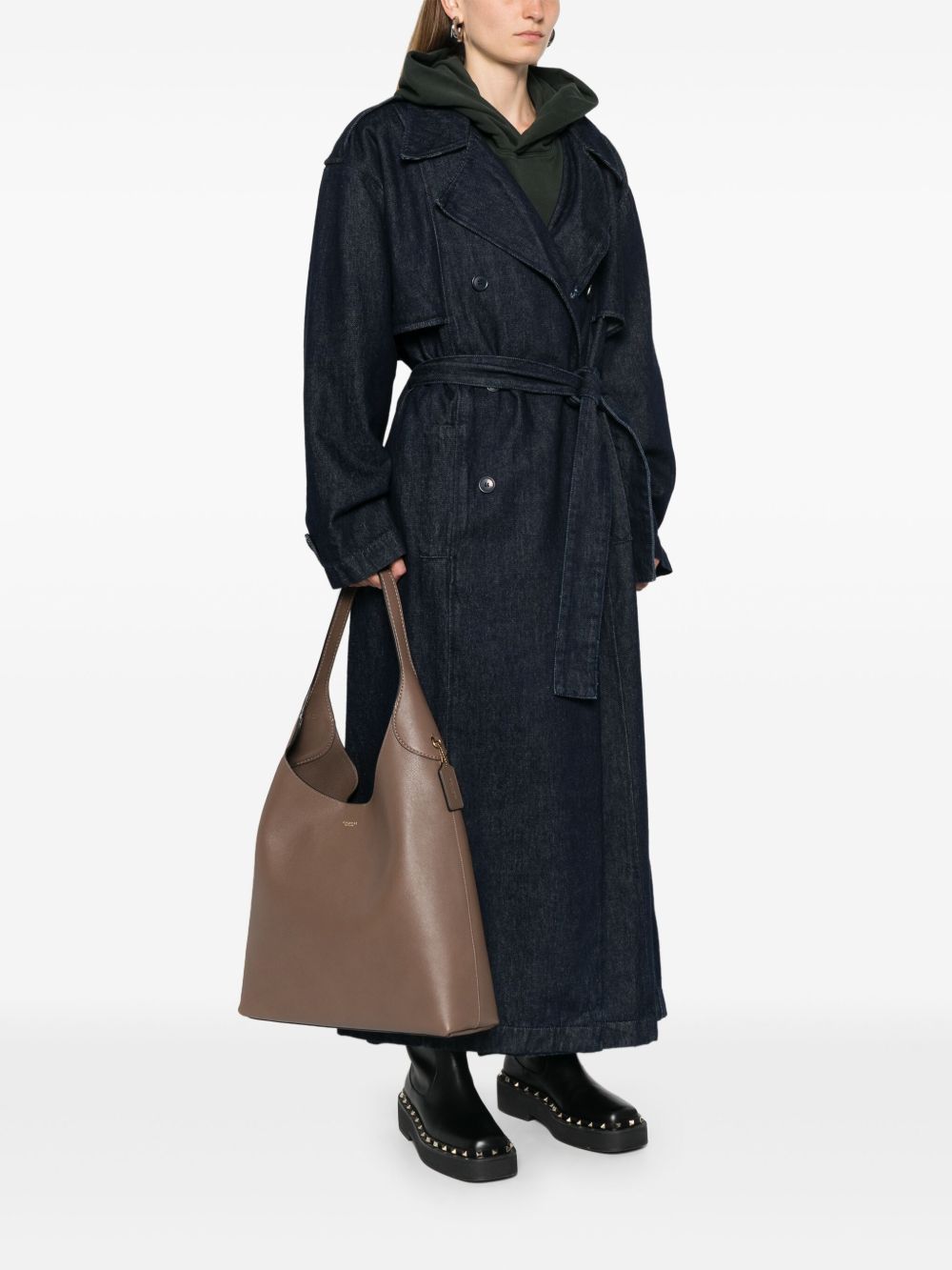 Coach Brooklyn Leather Hobo Bag Dove Grey