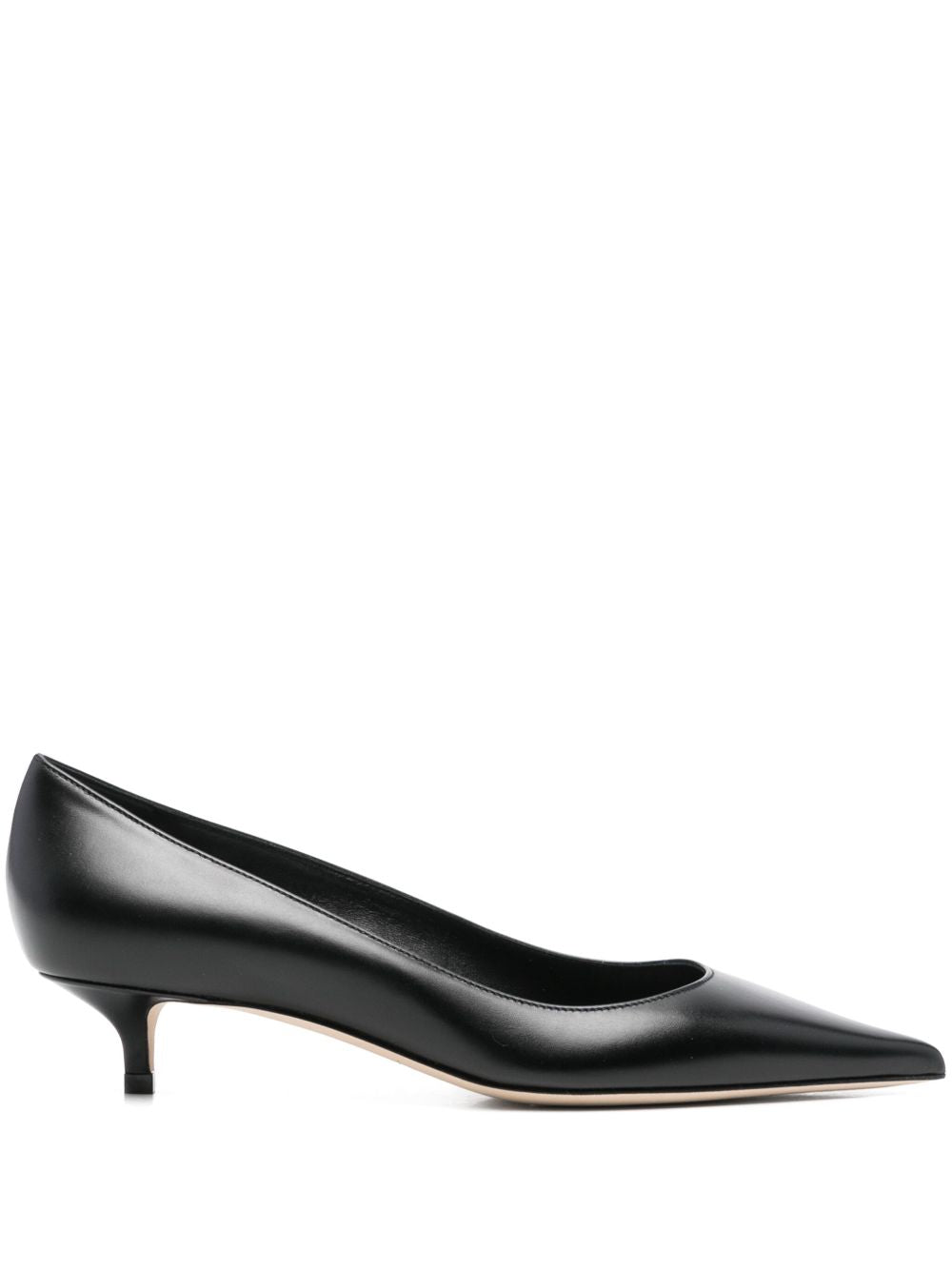Jimmy Choo Amelia 3.5cm Leather Pointed-Toe Kitten Heel Pumps Black Black