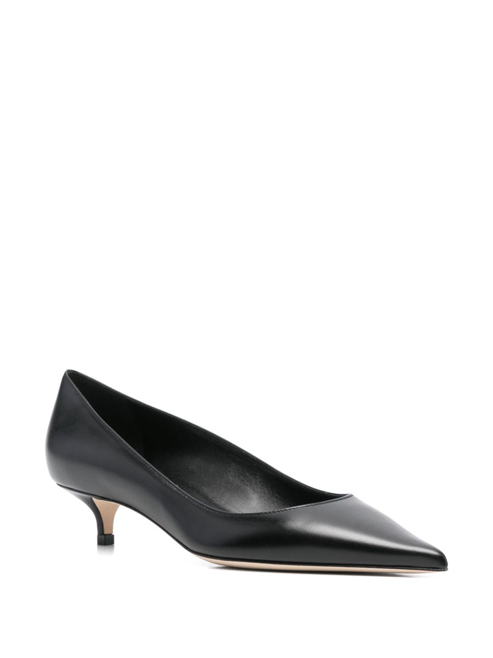 Jimmy Choo Amelia 3.5cm Leather Pointed-Toe Kitten Heel Pumps Black Black