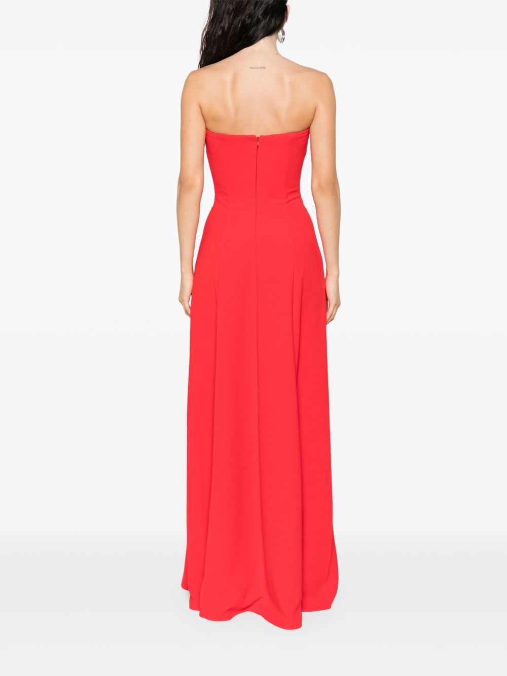 Solace London Helena Strapless Flared Maxi Dress Red