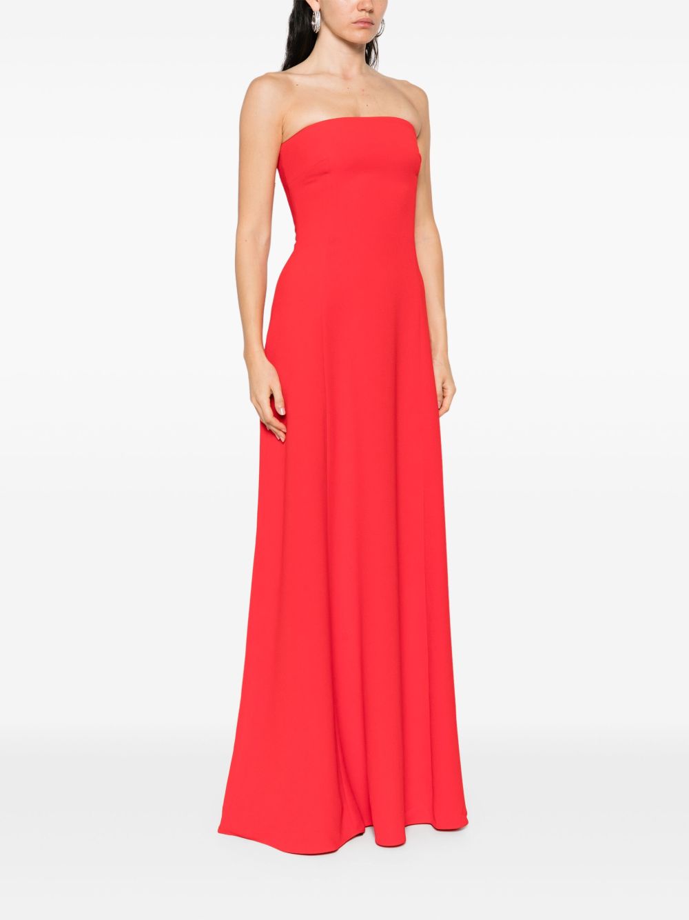 Solace London Helena Strapless Flared Maxi Dress Red