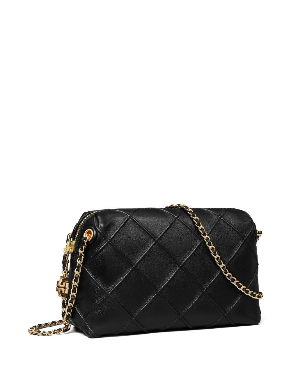 Tory Burch Small Fleming Quilted Leather Crossbody Bag Black