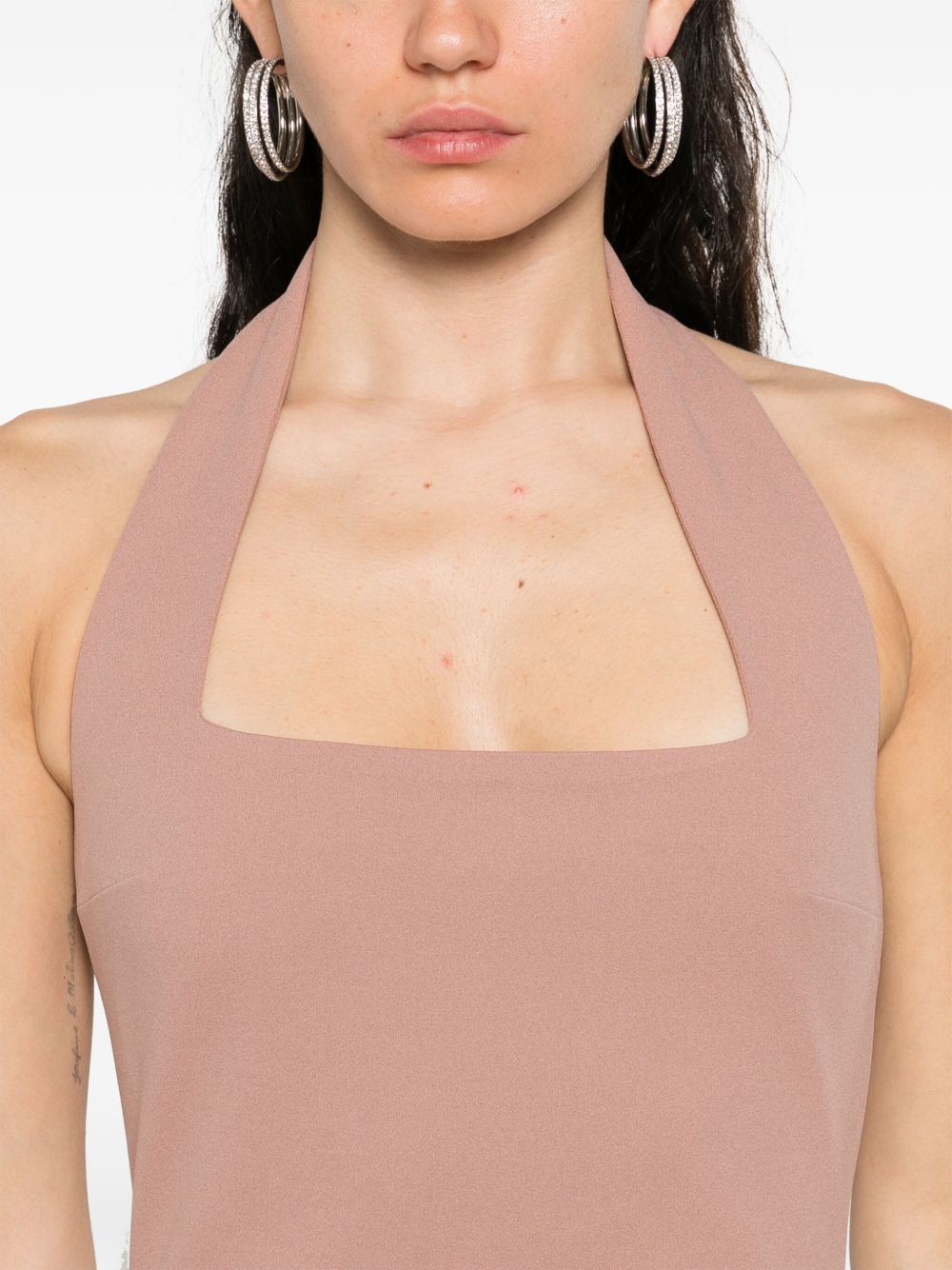 Solace London Ilona Beige Halterneck Maxi Dress Beige