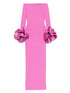 Solace London Off-Shoulder Fuchsia Maxi Dress with Ruffle Cuffs Fuchsia