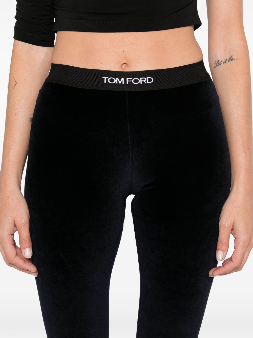 Tom Ford Midnight Blue Velour High-Waist Skinny Velvet Leggings Blue