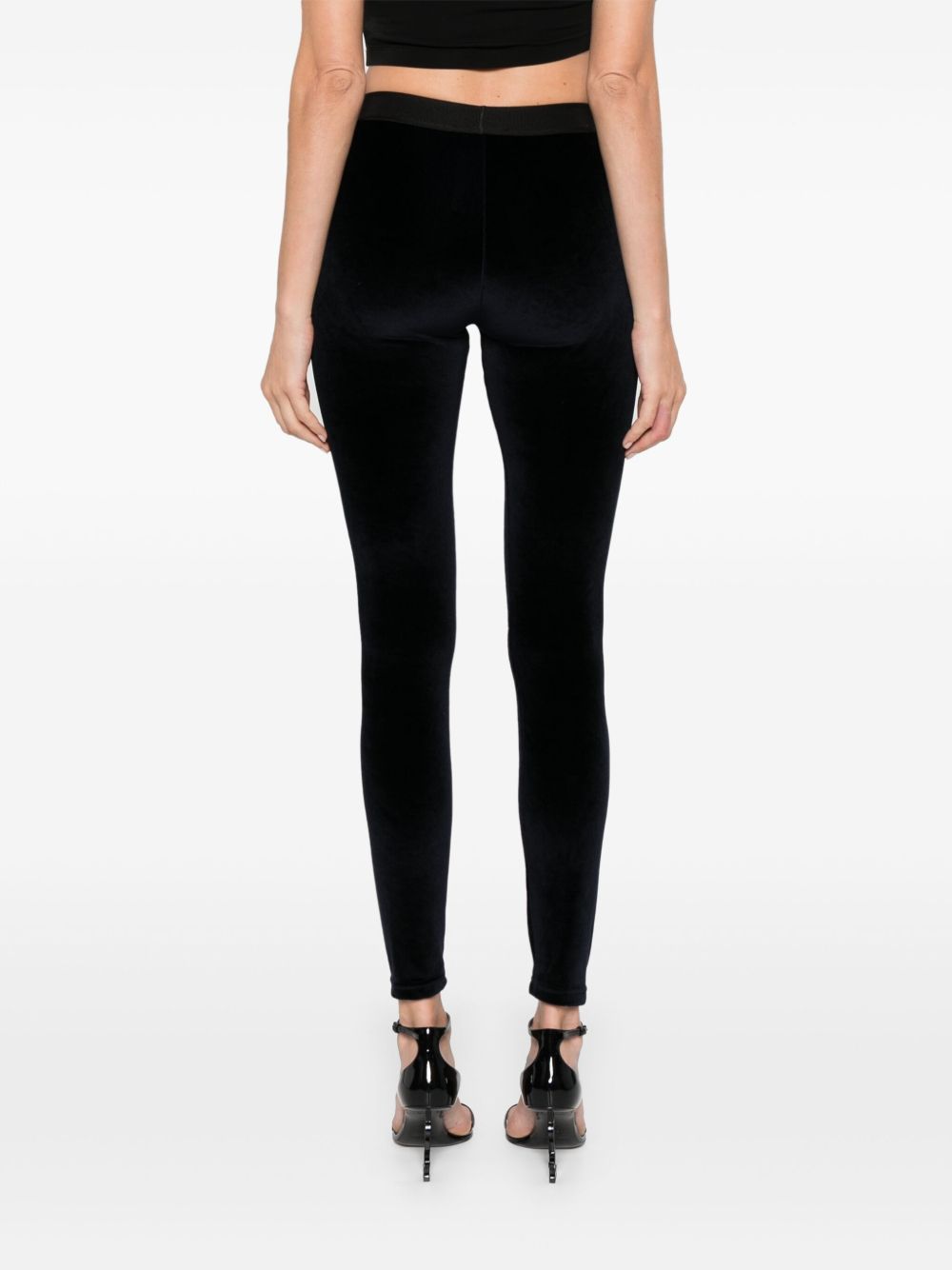 Tom Ford Midnight Blue Velour High-Waist Skinny Velvet Leggings Blue