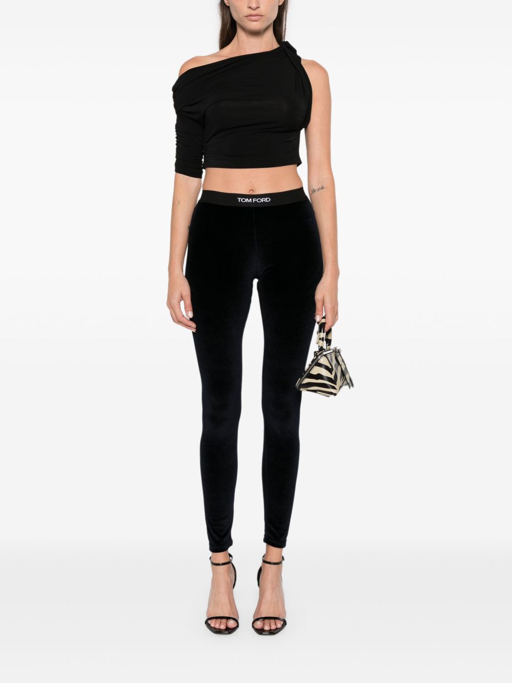 Tom Ford Midnight Blue Velour High-Waist Skinny Velvet Leggings Blue
