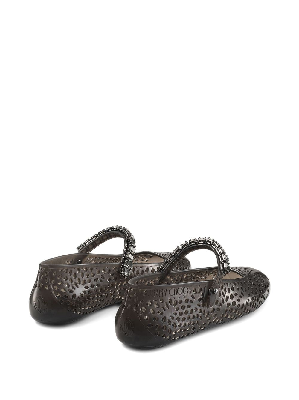 Jimmy Choo Jelly Crystal Embellished Flat Ballet Shoes Black Black