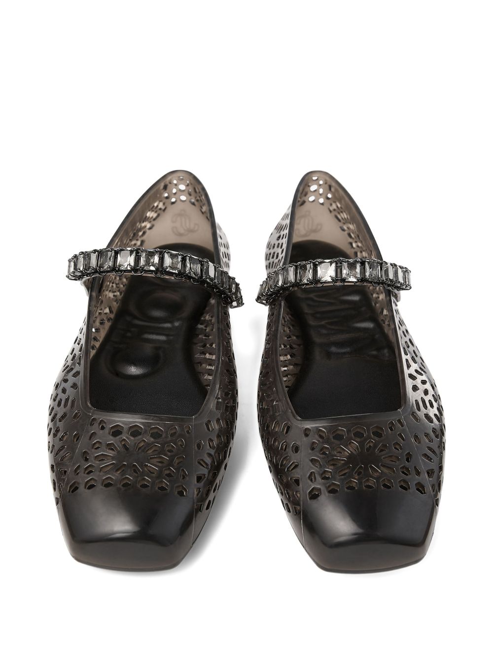 Jimmy Choo Jelly Crystal Embellished Flat Ballet Shoes Black Black
