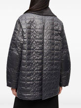 Ganni Quilted Recycled Nylon Jacket With Contrasting Collar Grey Grey