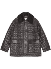 Ganni Quilted Recycled Nylon Jacket With Contrasting Collar Grey Grey