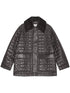 Ganni Quilted Recycled Nylon Jacket With Contrasting Collar Grey Grey