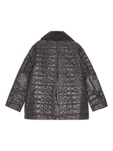 Ganni Quilted Recycled Nylon Jacket With Contrasting Collar Grey Grey