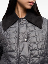Ganni Quilted Recycled Nylon Jacket With Contrasting Collar Grey Grey