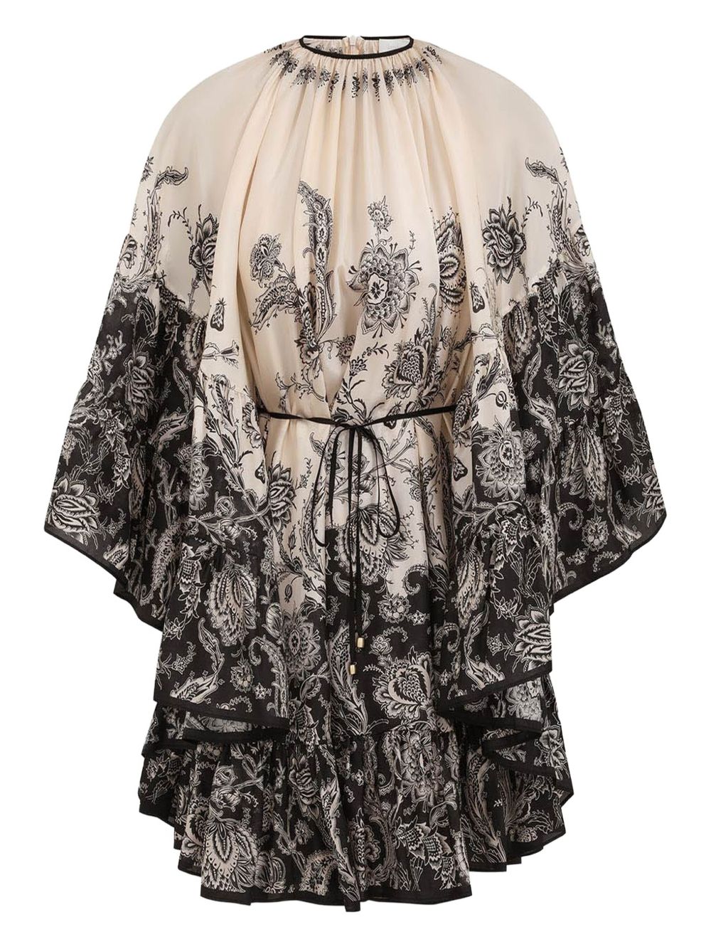 Zimmermann Rhiannon Cream Paisley Silk Mini Dress Beige