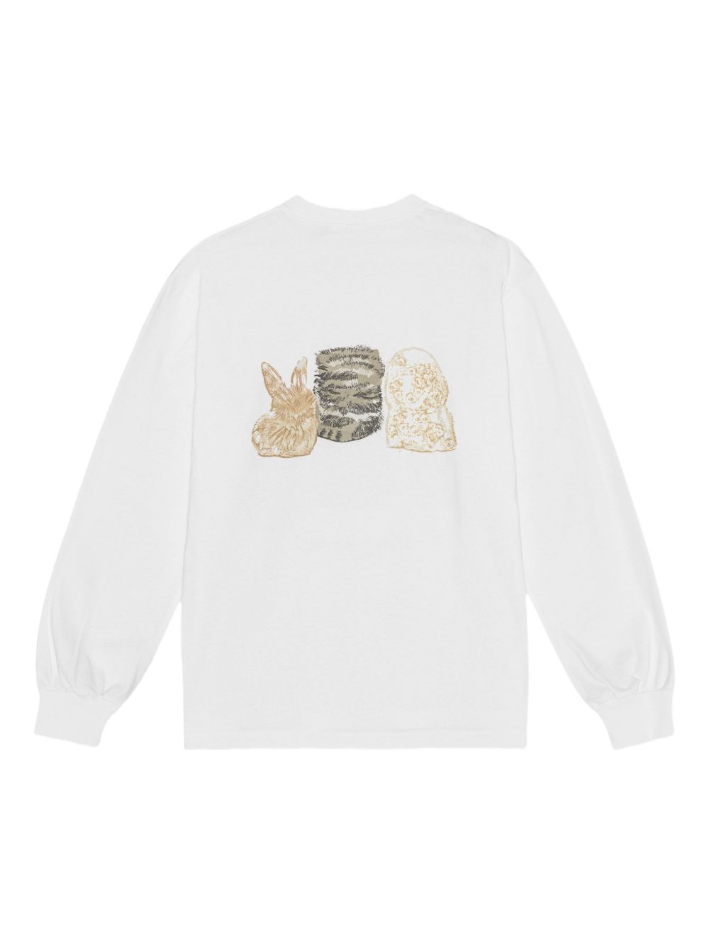 Ganni Cotton Graphic Crewneck Sweater White White