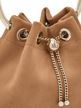 Jimmy Choo Toffee Suede Bucket Bag with Pearl Closure Brown