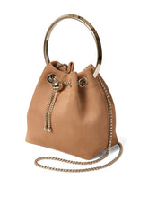 Jimmy Choo Toffee Suede Bucket Bag with Pearl Closure Brown