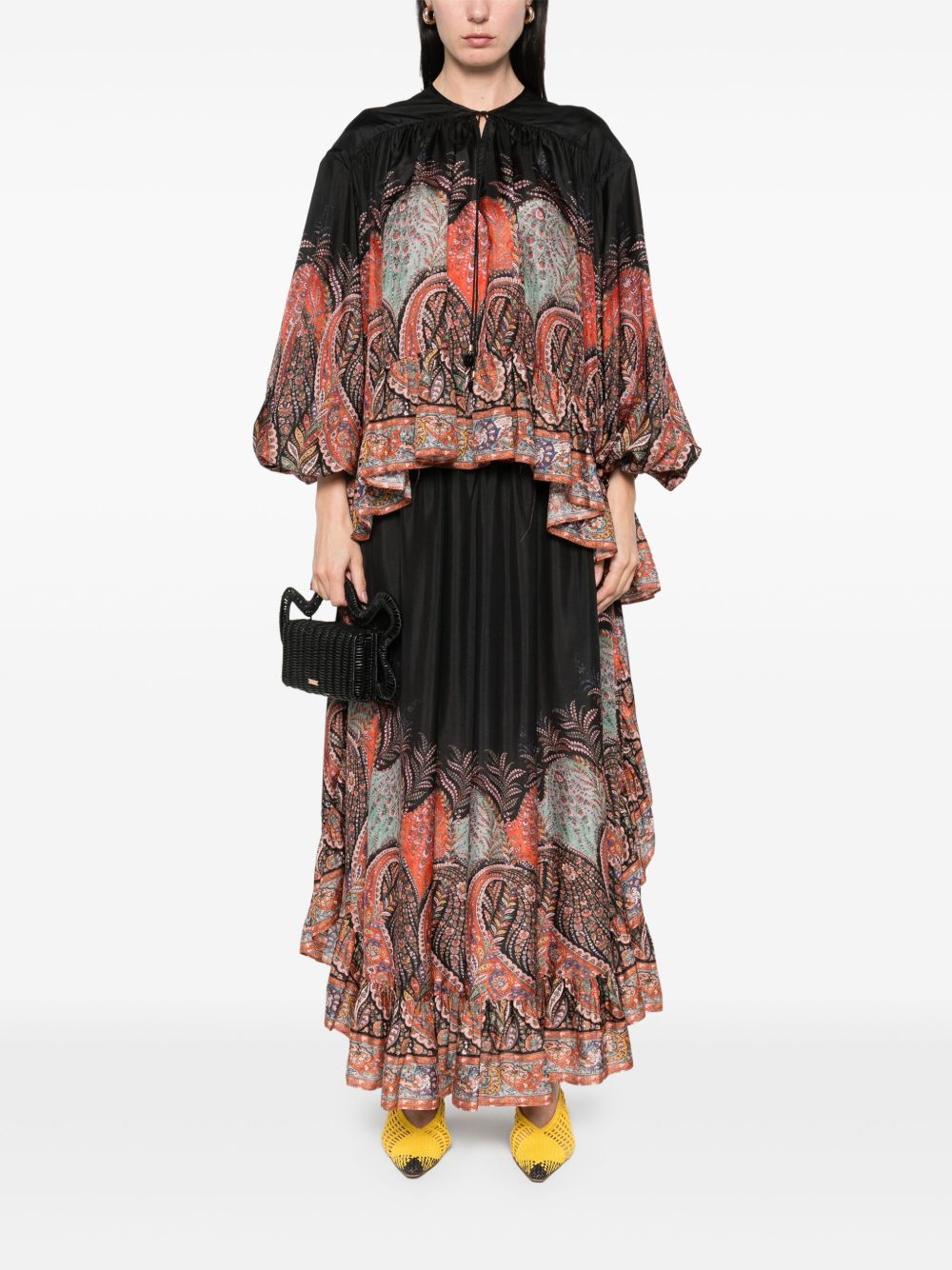 Zimmermann Rhiannon Paisley Silk Blouse Black