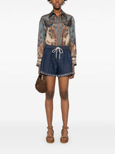 Zimmermann Ascension Printed Silk Shirt in Steel Blue Blue