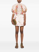 Zimmermann Ascension High-Neck Printed Ramie Shirt Beige beige