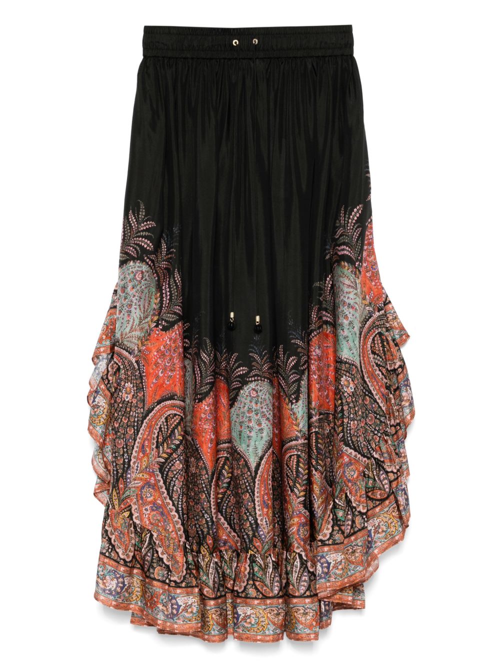 Zimmermann Rhiannon Ruffle Silk Maxi Skirt Black