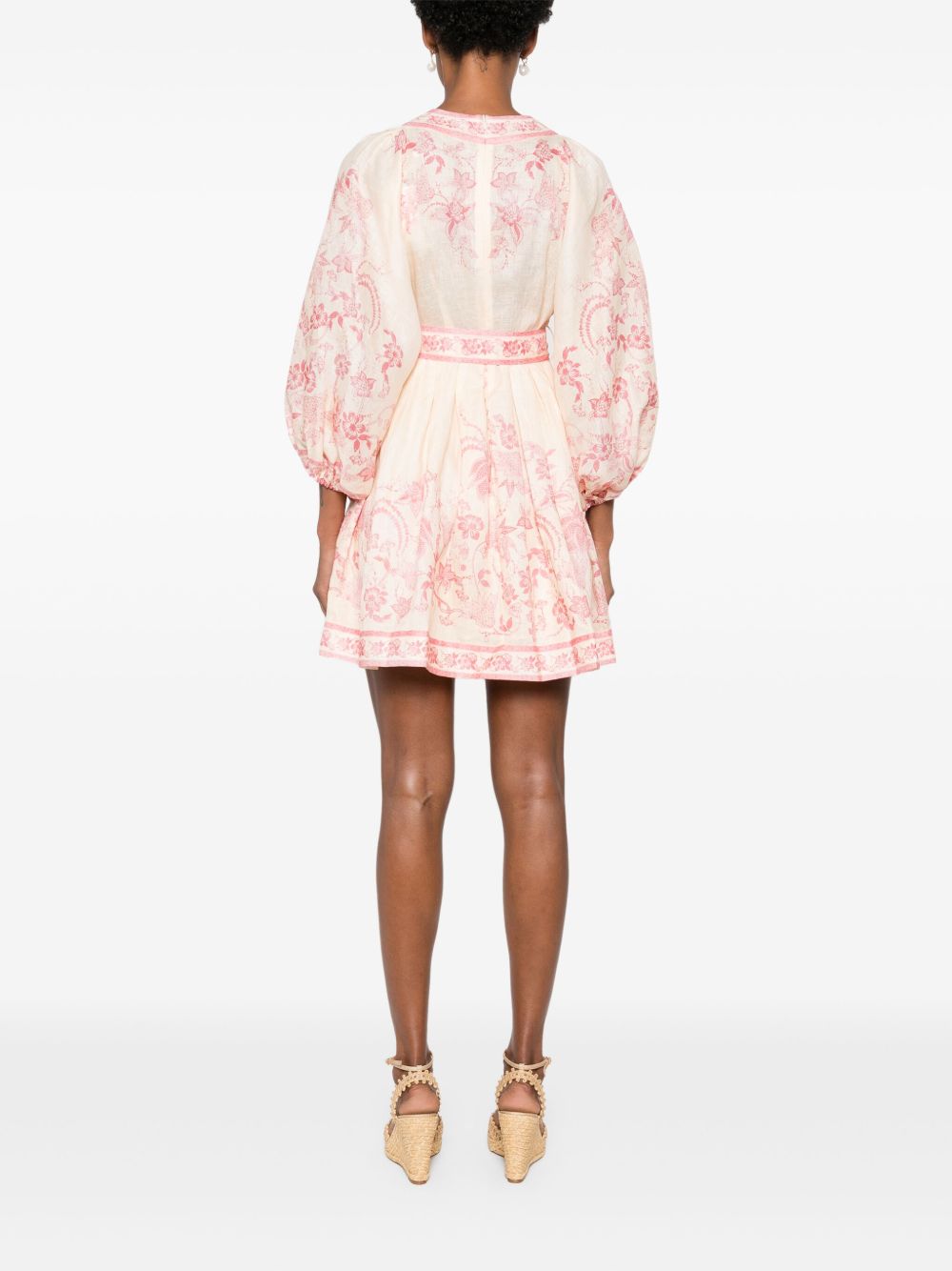 Zimmermann Lucky Linen Belted Mini Dress Pink