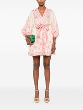 Zimmermann Lucky Linen Belted Mini Dress Pink