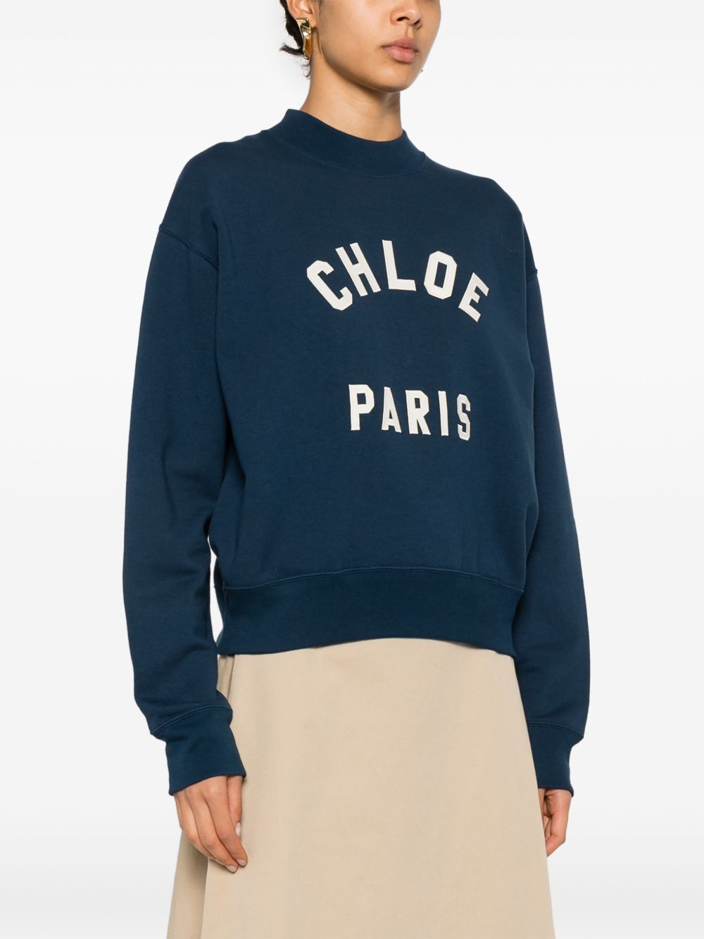 Chloè Logo-Patch Cotton Sweatshirt Blue Blue