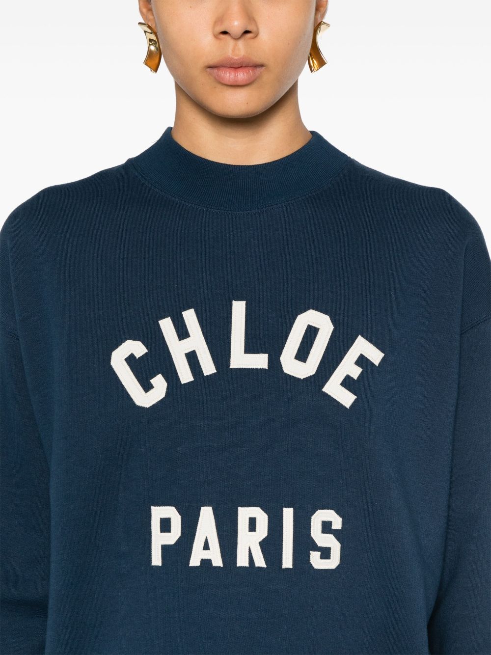 Chloè Logo-Patch Cotton Sweatshirt Blue Blue
