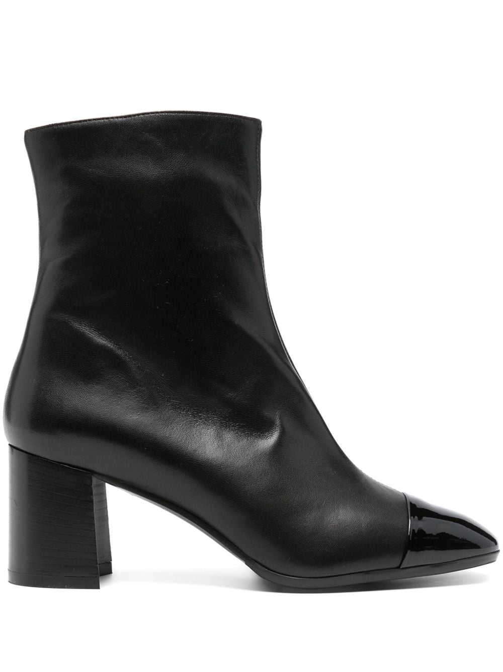 Carel Paris Block-Heel Calf Leather Ankle Boots Black