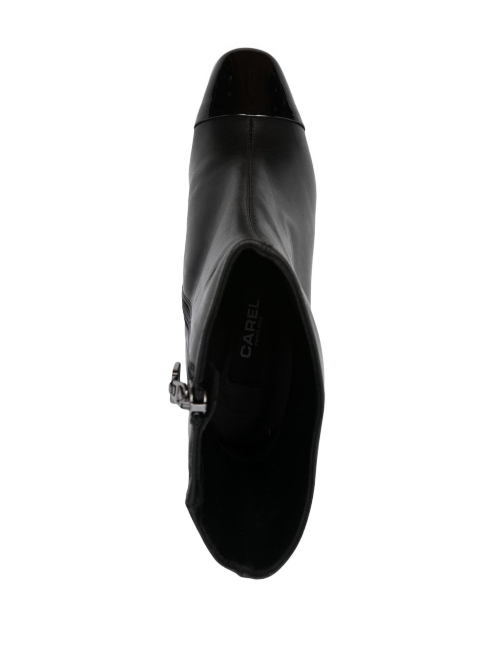 Carel Paris Block-Heel Calf Leather Ankle Boots Black