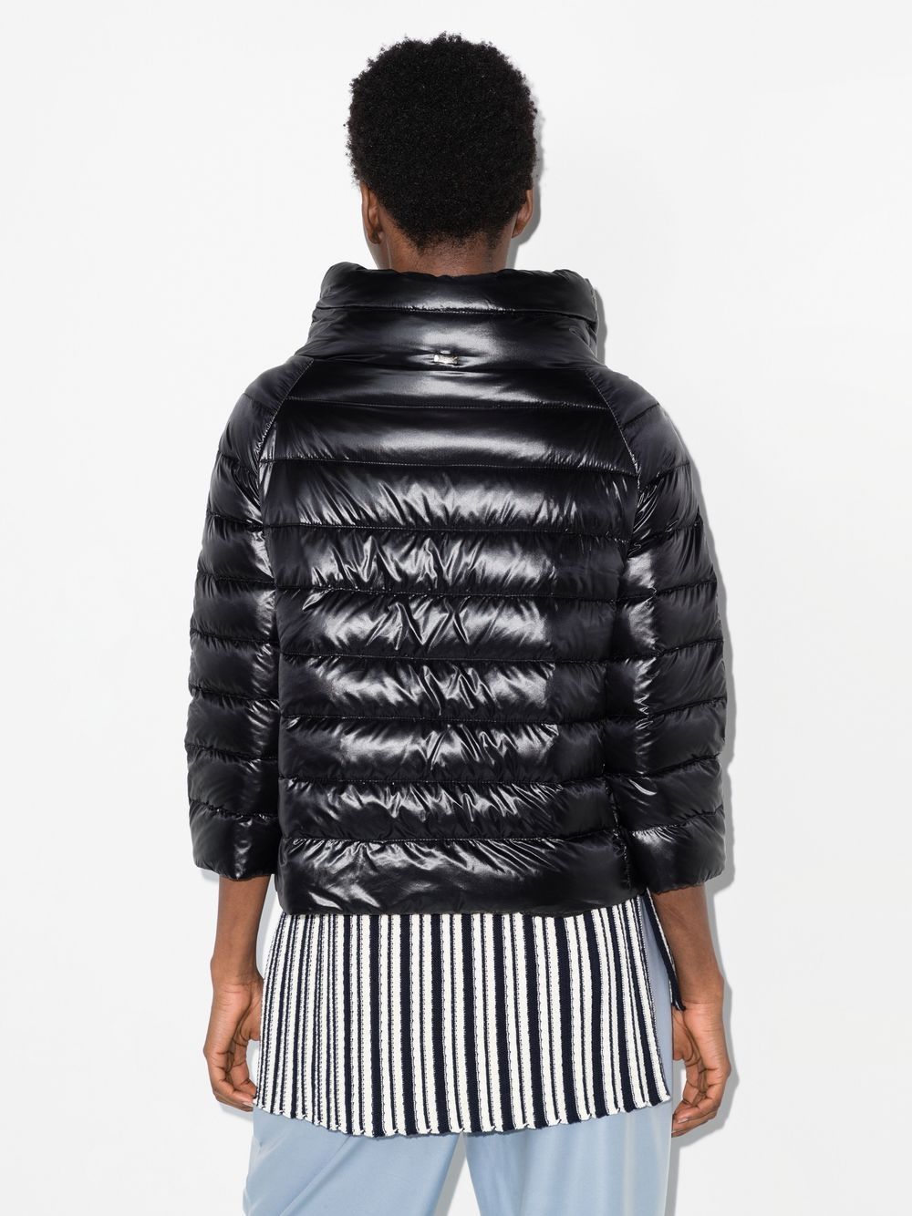 Herno Sofia Jewel Sleeve Nylon Cape Black