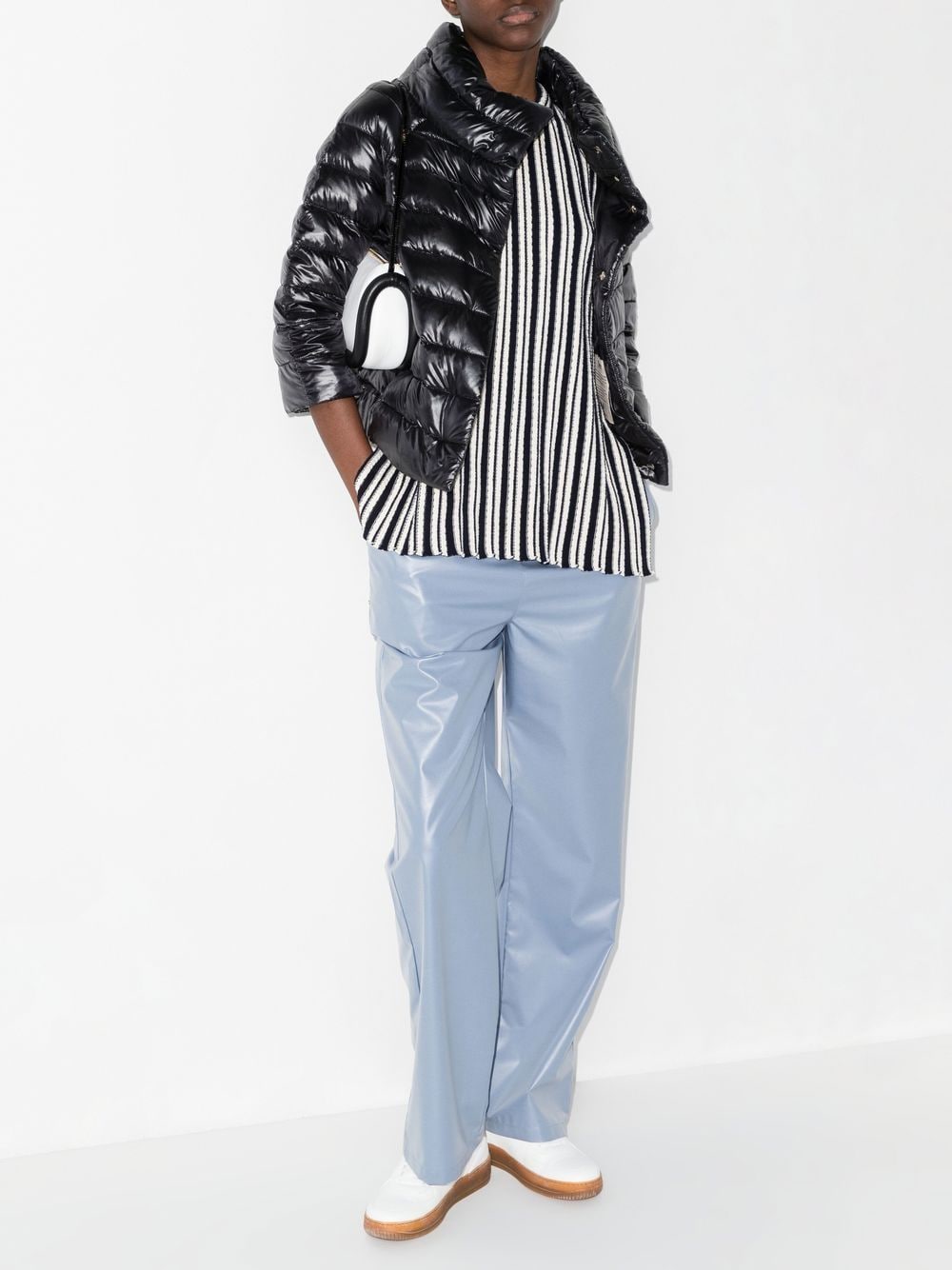 Herno Sofia Jewel Sleeve Nylon Cape Black