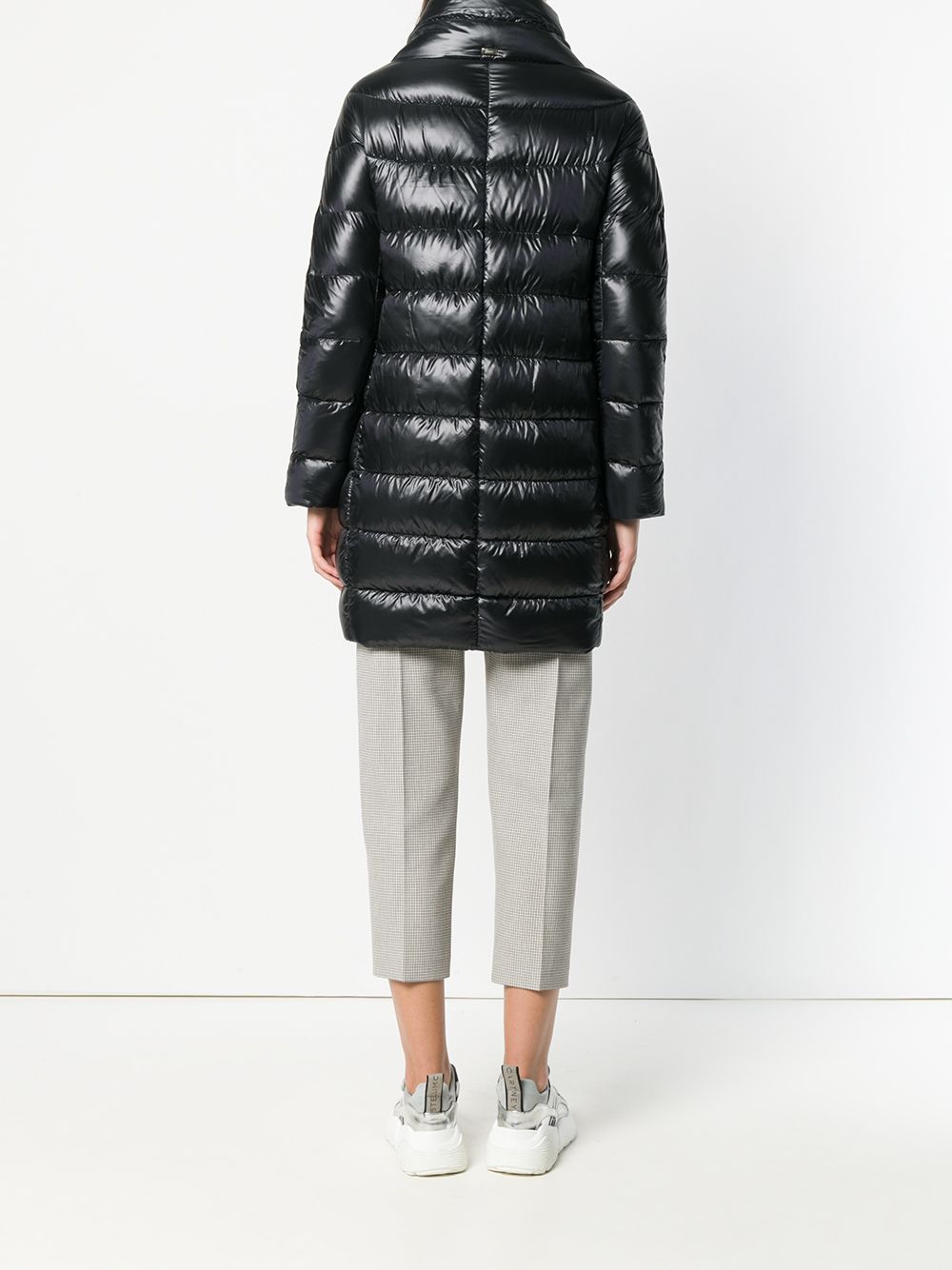 Herno Long Down Midi Coat with High Neck Black