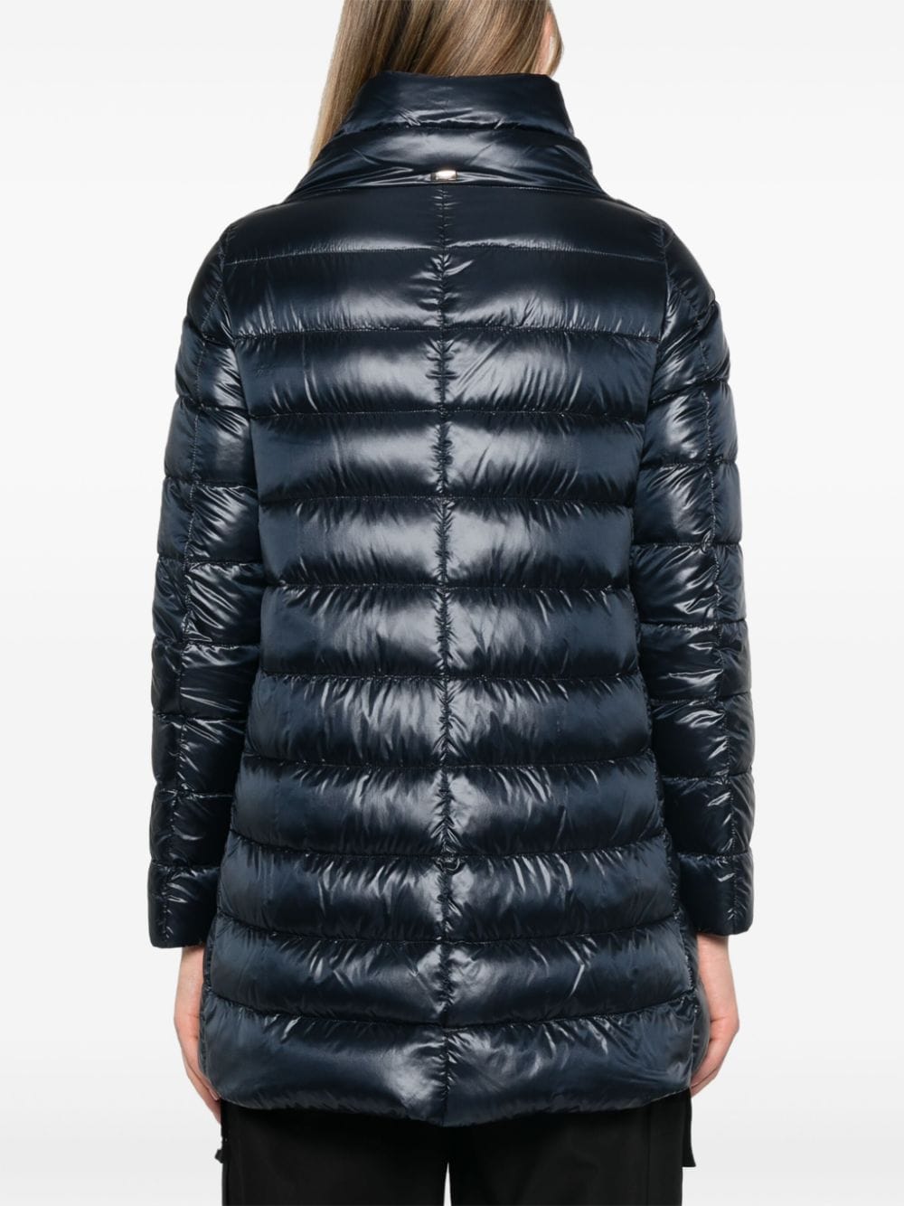 Herno Ameli High-Shine Midi Down Coat Blue