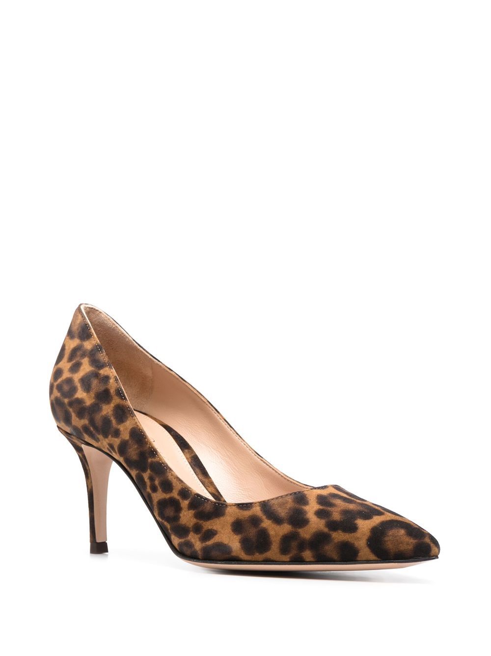 Gianvito Rossi With Heel Leopard-Print Suede Pumps Brown