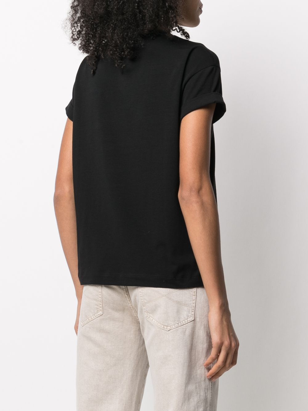 Brunello Cucinelli Cotton Round-Neck Keyhole T-Shirt Black
