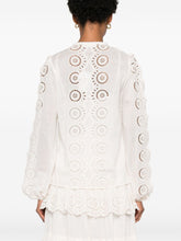 Zimmermann Embroidered Cotton Blouse with Round Neck Ivory Ivory