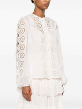Zimmermann Embroidered Cotton Blouse with Round Neck Ivory Ivory