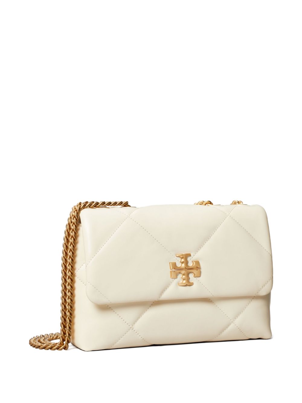 Tory Burch Kira Diamond Small Quilted Leather Shoulder Bag White