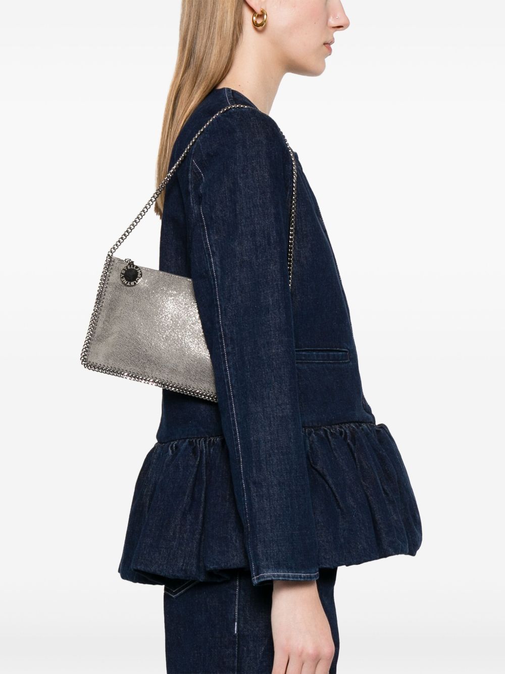 Stella McCartney Falabella Chain-Link Shoulder Clutch Bag Silver